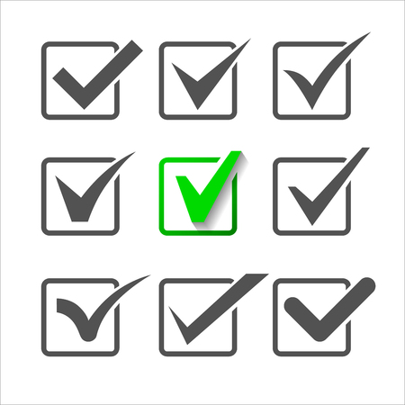 Validation icons set of nine different check marks.の写真素材