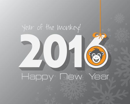 2016 New Year card or background with monkey.Happy New Year. Merry Christmas.Year of the monkey!のイラスト素材