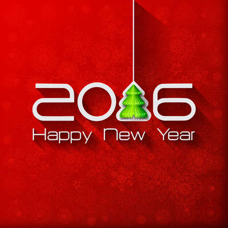 2016 Origami Happy New Year Treegreeting card or background.のイラスト素材