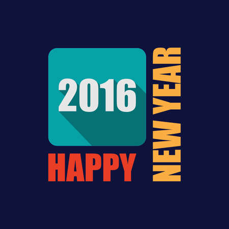 Happy New Year 2016 flat label and stamp. 2016 Merry Christmas card and background.のイラスト素材