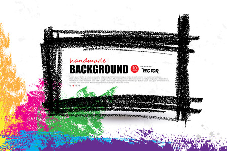 Handmade oil pastel frame 
on color grunge paper background.のイラスト素材