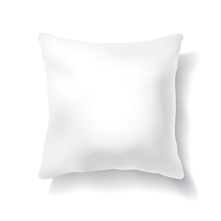 Blank White Square Pillow Isolated on White Background. Design Template for Mock Up.のイラスト素材