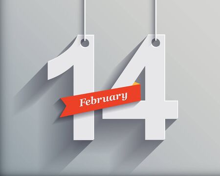 14 February Happy Valentine`s Day - Paper Origami background or card.のイラスト素材