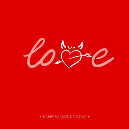 Valentines Day Calligraphy Greeting Card. Hand Drawn and Handwritten Design Elements. Lettering Design.のイラスト素材