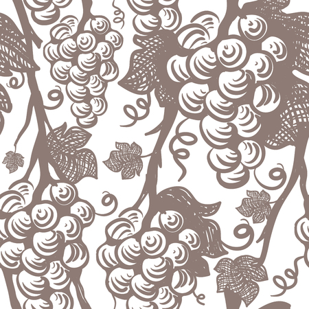 Vine Seamless Pattern. Grapes.のイラスト素材
