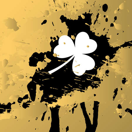 Happy Patrick`s Day gold and black greeting card. 
Hand Drawn and Handwritten Design Elements. 
Lettering Design.のイラスト素材