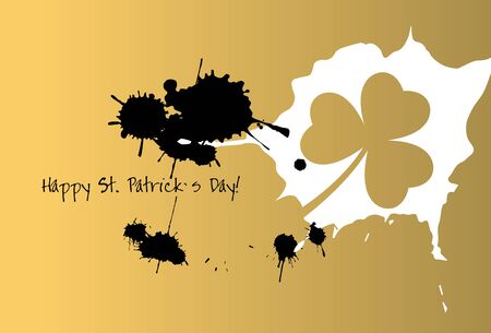 Happy Patricks Day gold and black greeting card. Hand Drawn and Handwritten Design Elements. Lettering Design.のイラスト素材