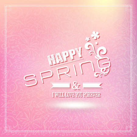 Spring Typographic Design.Retro and Vintage Frames Style Templates. Spring Logo for Greeting Cards and Sale Badges.のイラスト素材