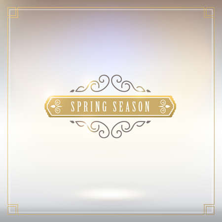 Spring Typographic Design.Retro and Vintage Frames Style Templates. Spring Logo for Greeting Cards and Sale Badges.のイラスト素材