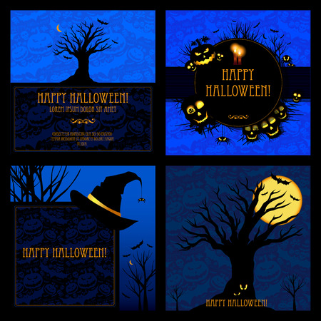 Set of Halloween Cards or Backgrounds.のイラスト素材