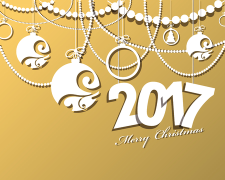 2017 Happy New Year card or background.
Trendy style with hand-lettering words.
Black, white, gold colors design.
Banner template for flat design.のイラスト素材