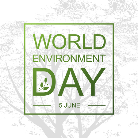 World Environment Day card or background with tree abd leaves.のイラスト素材