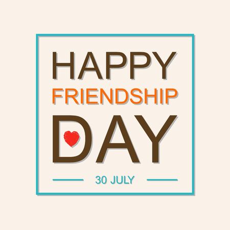 Happy Friendship Day card or background.30th of July. Festive poster or banner with hand lettering.Flat design.のイラスト素材