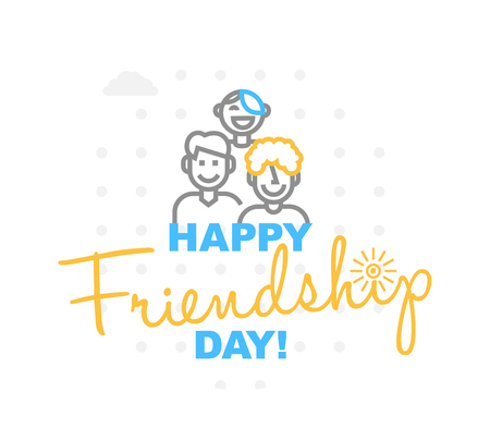 Happy Friendship Day card or background.
30th of July. 
Festive poster or banner with hand lettering.
Flat design.のイラスト素材