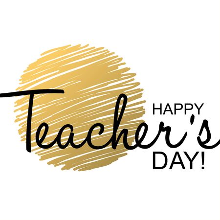 Teachers Day Holidays card template for Design, Website, Banner. 
Greeting background. 
Modern Trendy Gold Black Design Concept.のイラスト素材
