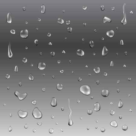 Pure Clear Water Drops. Set of realistic image templatefor mockup, background or texture.のイラスト素材