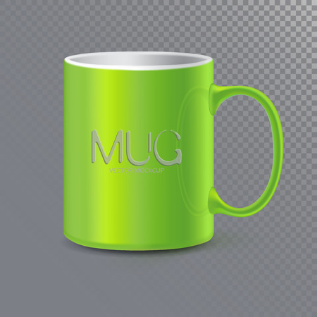 Photo realistic ceramic clean Mug or Cup for tea and coffee.
3d mockup isolated on transparent background. 
Realistic graphic style template.
Vector illustrationのイラスト素材