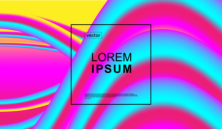 Trendy cover or background for placard, poster, magazine, brochure, flyer or banner design.
Minimal geometric abstract graphic elements with holographic fluid effect. 
Vector illustrationのイラスト素材