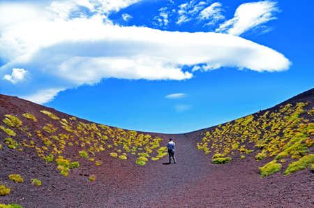 Famous view and landscape of Etna volcano in Sicily, Italy.
Background and texture for brochure for travel and advertising agencies.の写真素材
