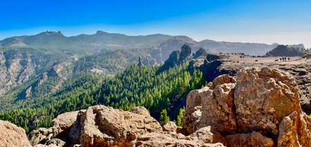 Plateau near the Roque Nublo with the mountains in the background, Gran Canaria Spainの写真素材