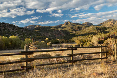 Beautiful sunny landscape photo taken while hiking Beaver Creek in Colorado.の写真素材