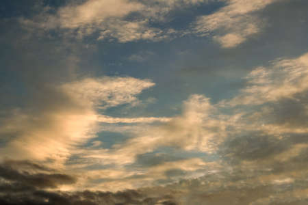 White fluffy clouds from a beautiful sunny day in Wisconsin.の写真素材