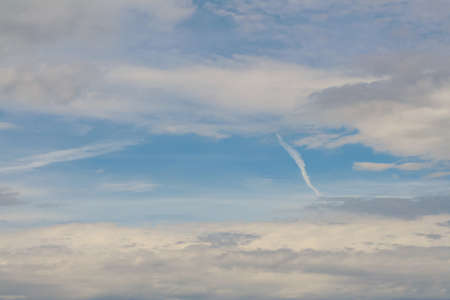 White fluffy clouds from a beautiful sunny day in Wisconsin.の写真素材