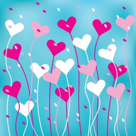 Vector illustration of a card for Valentine's Day. Plants in the form of heartsのイラスト素材