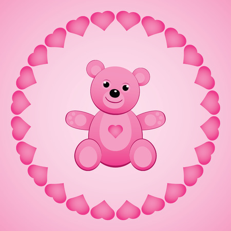 Vector illustration of a card for Valentine's Day with pink bearのイラスト素材