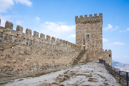 Genoese fortress in the city of Sudak in the Crimeaのeditorial素材