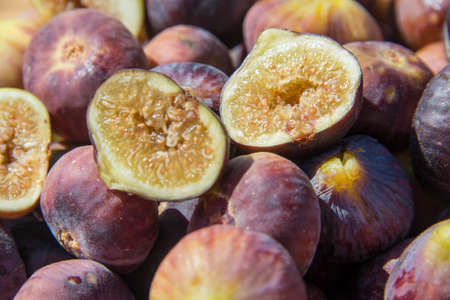 Fresh ripe purple figs in the sun