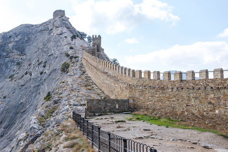 Genoese fortress in the city of Sudak in the Crimeaの写真素材