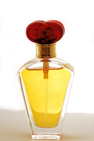 bottle of old perfume on white background