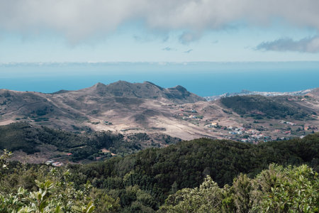 A wonderful landscape from the Anaga with the mountains and the forest in the Canary islandsの写真素材