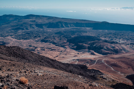 Scenic landscape of volcanic area of Mount Teide in Tenerife in the Canary islandsの写真素材
