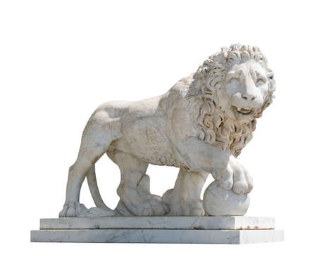 Isolated sculpture of a lion in an arch aperture at an input in a palaceの写真素材