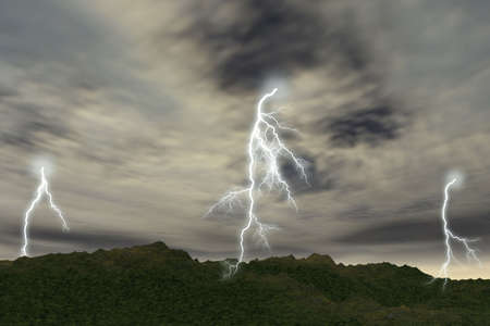 Thunder-storm above a wood (the storm sky with contrast clouds)