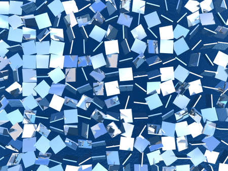 Pieces of the broken mirror of the ideal square form above water. (100 % reflection)の写真素材