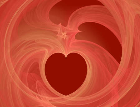 Heart abstract (red and gold whirlwinds with the white center) - a fractalの写真素材