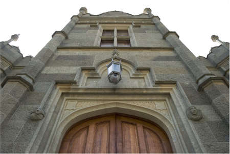 Isolated facade of the ancient castle on a background of the drama sky の写真素材