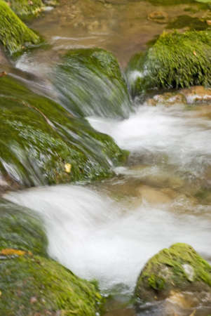 Water cascades of the mountain river. The river of the big canyon of the Crimean peninsulaの写真素材