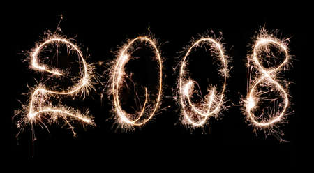 Inscription - 2008 made by celebratory fireworks の写真素材