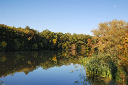 River landscape. It is photographed in the early autumn morning.の写真素材