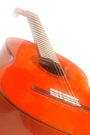 Guitar dream effects. An acoustic six-string guitar isolated by a plot a background