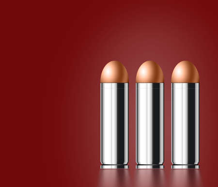 bullets. Pistol shells, from the chromeplated steel and bronze shells