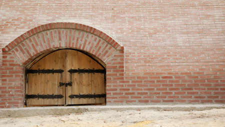 Wooden doors. An entry in a building of a man's monastery. East Ukraineの写真素材