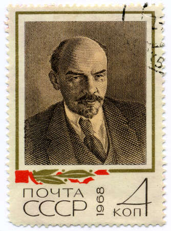 Stamp with Lenin's image. The leader of communism, the founder of the Soviet stateのeditorial素材