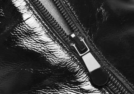 Zipper. A leather product, a photo close upの写真素材