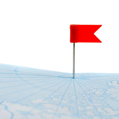 Flag a pin. A label on a planimetric mapの写真素材