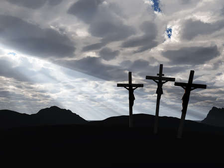 The crucifixion. A cross with Jesus Christ. A bible themeの写真素材